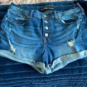 Express high waisted jean shorts